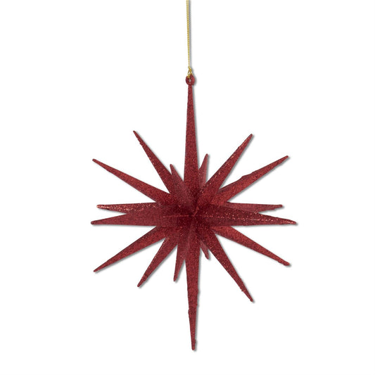 18-Point Red Glitter Star Ornament