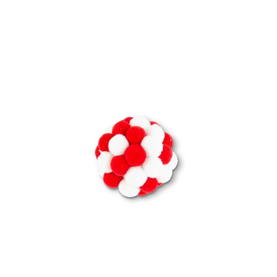 Red & White Pom Pom Ball Ornament