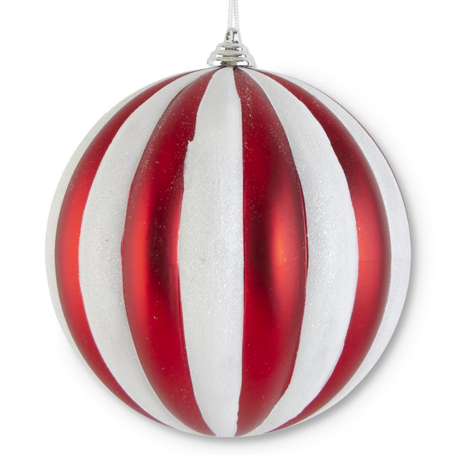 8" Red & White Shatterproof Ornament