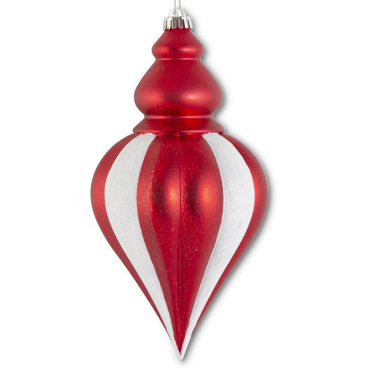 12" Red & White Teardrop Ornament
