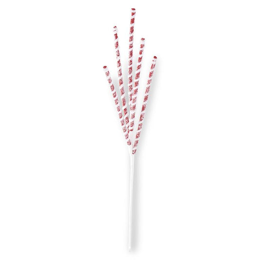 24" Red & White Flocked Spiral Spray