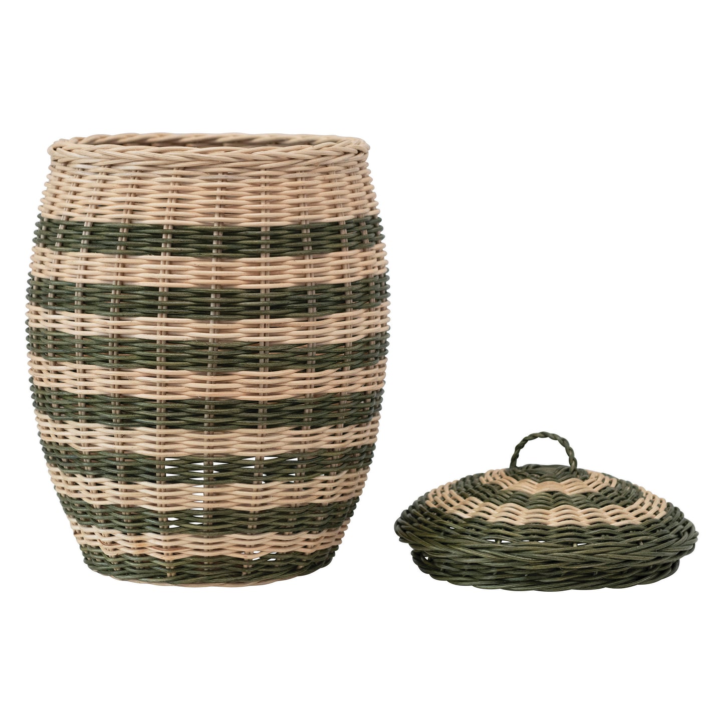 Striped  Rattan Basket