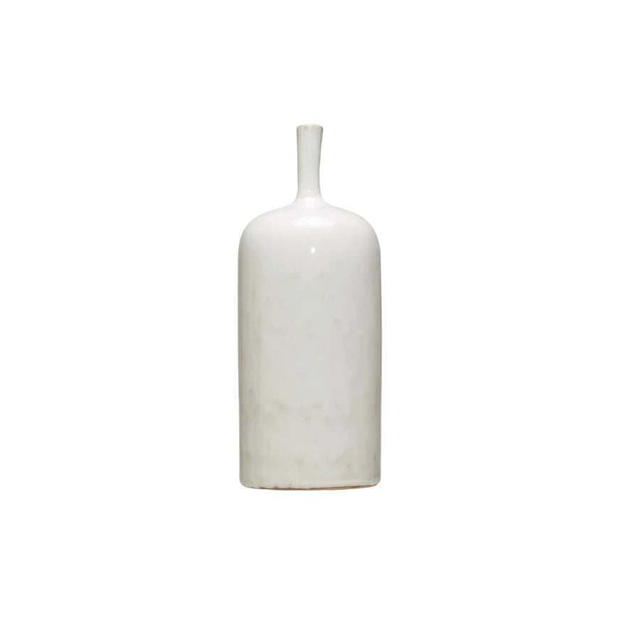 WHITE STONEWARE VASE - L