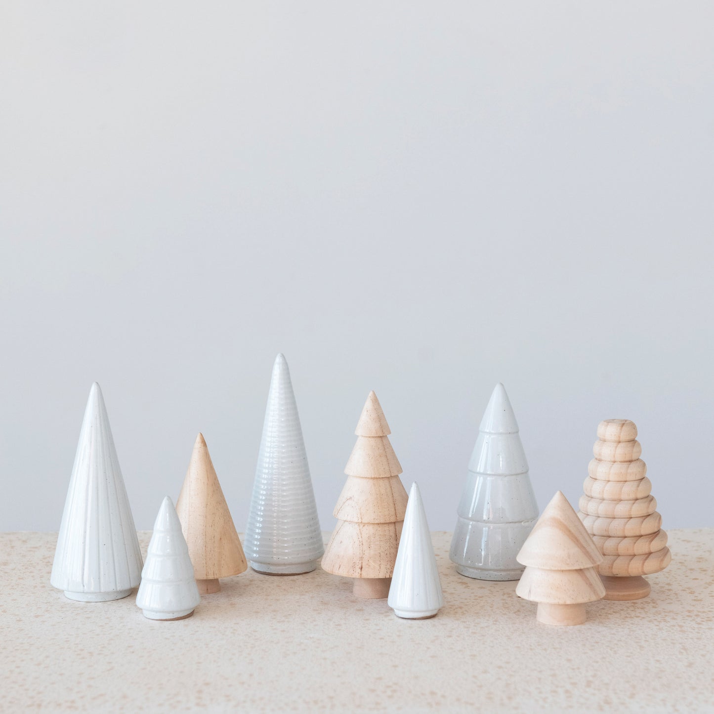 Assorted Wood & Stone Christmas Trees