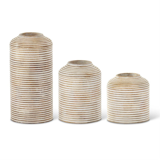 WHITEWASHED WOOD VASES