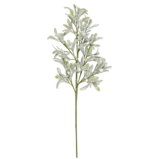 24" Glittered Mistletoe Stem
