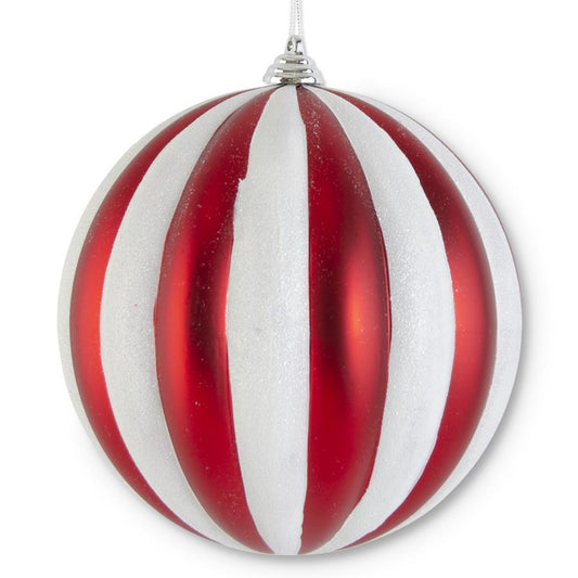 8" Red & White Shatterproof Ornament