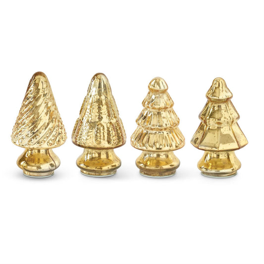Assorted Mini Gold Mercury Glass Christmas Trees