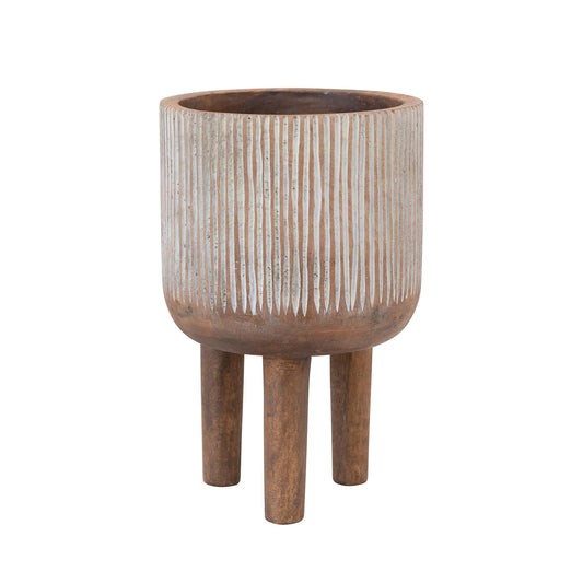 MANGO WOOD FOOTED PLANTER