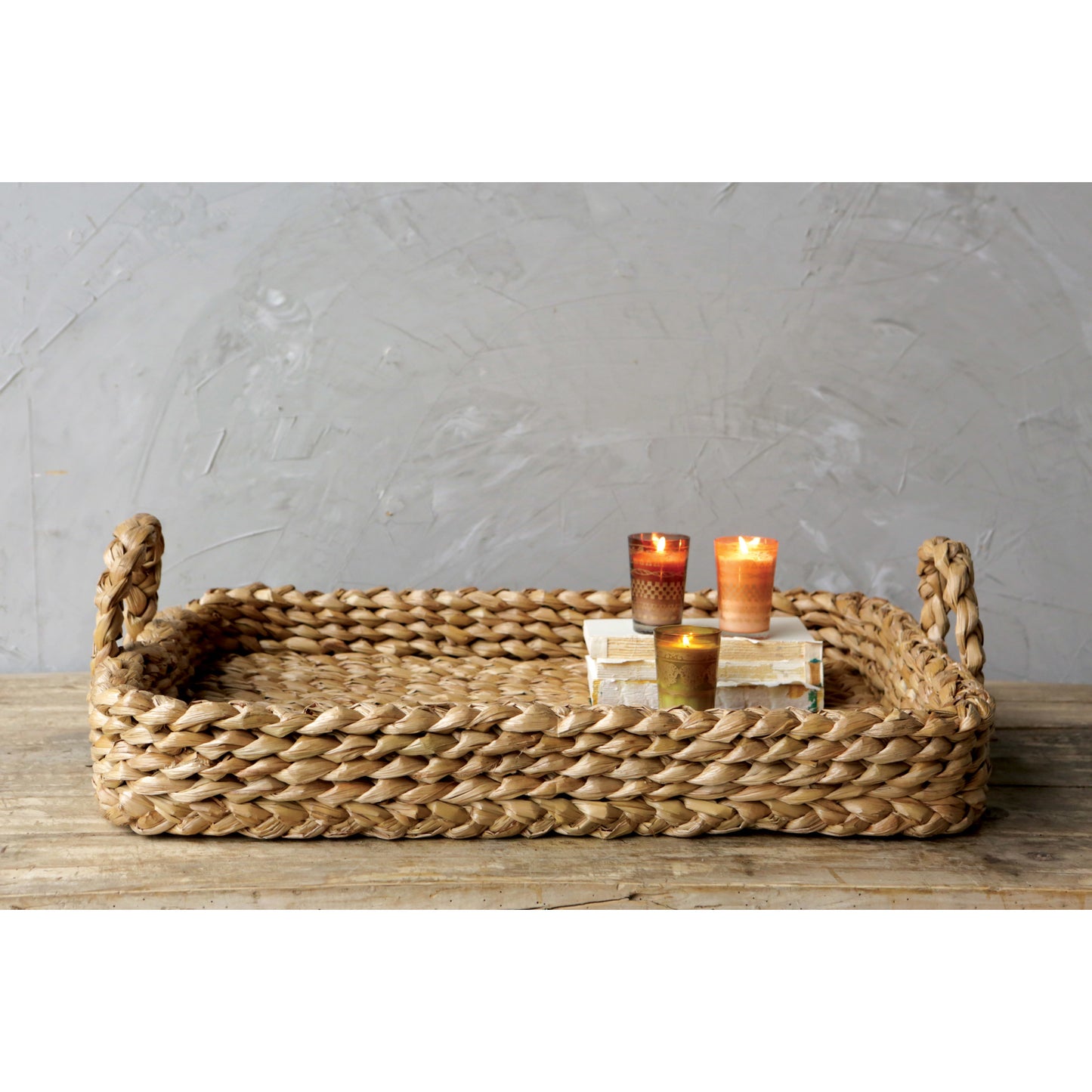 BRAIDED TRAY WITH HANDLES