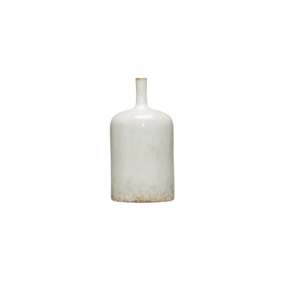 WHITE STONEWARE VASE - M