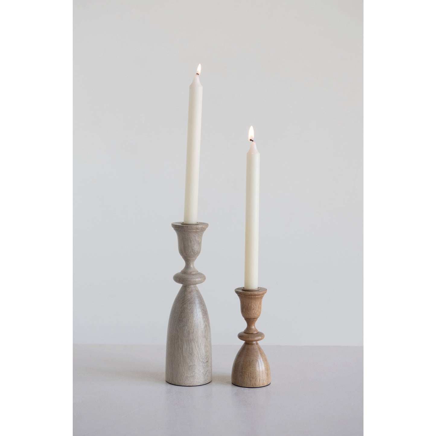 MANGO WOOD TAPER CANDLE HOLDERS