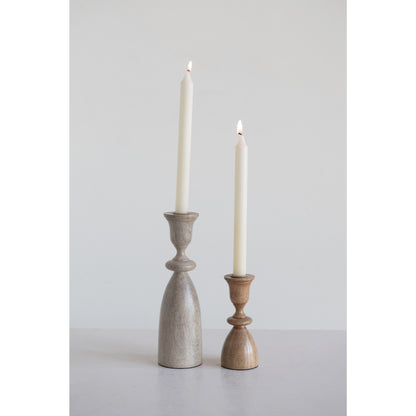 MANGO WOOD TAPER CANDLE HOLDERS