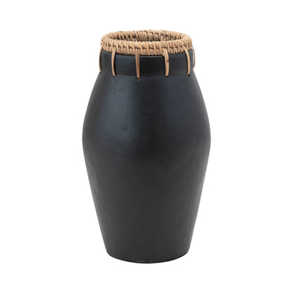 Terracotta Vase w/ Rattan