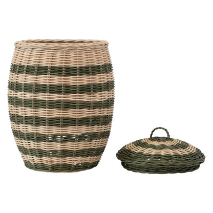 Striped  Rattan Basket