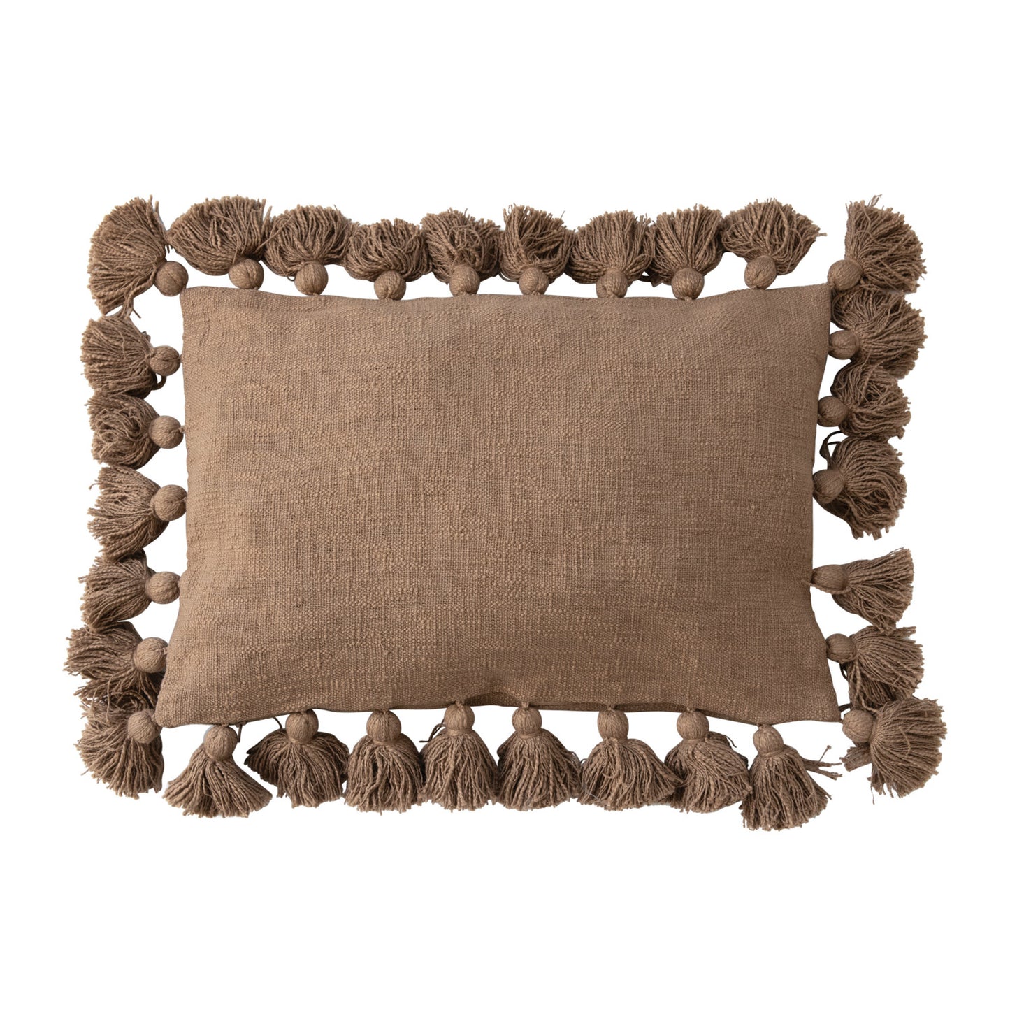 16"X24" BROWN TASSLE PILLOW