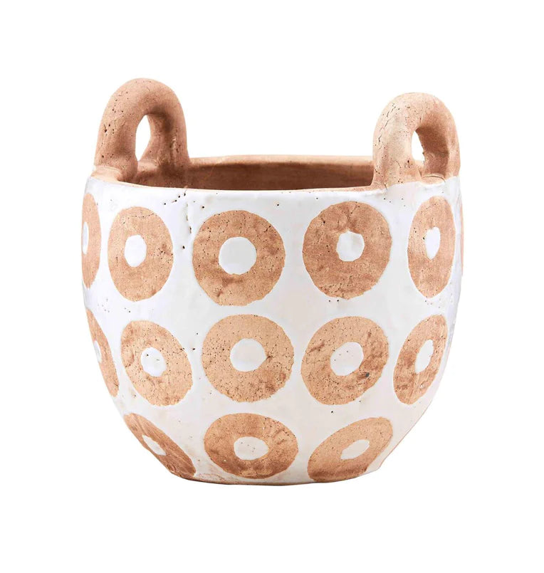White Dot Terracotta Pot