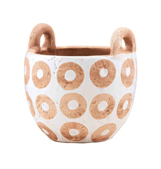 White Dot Terracotta Pot