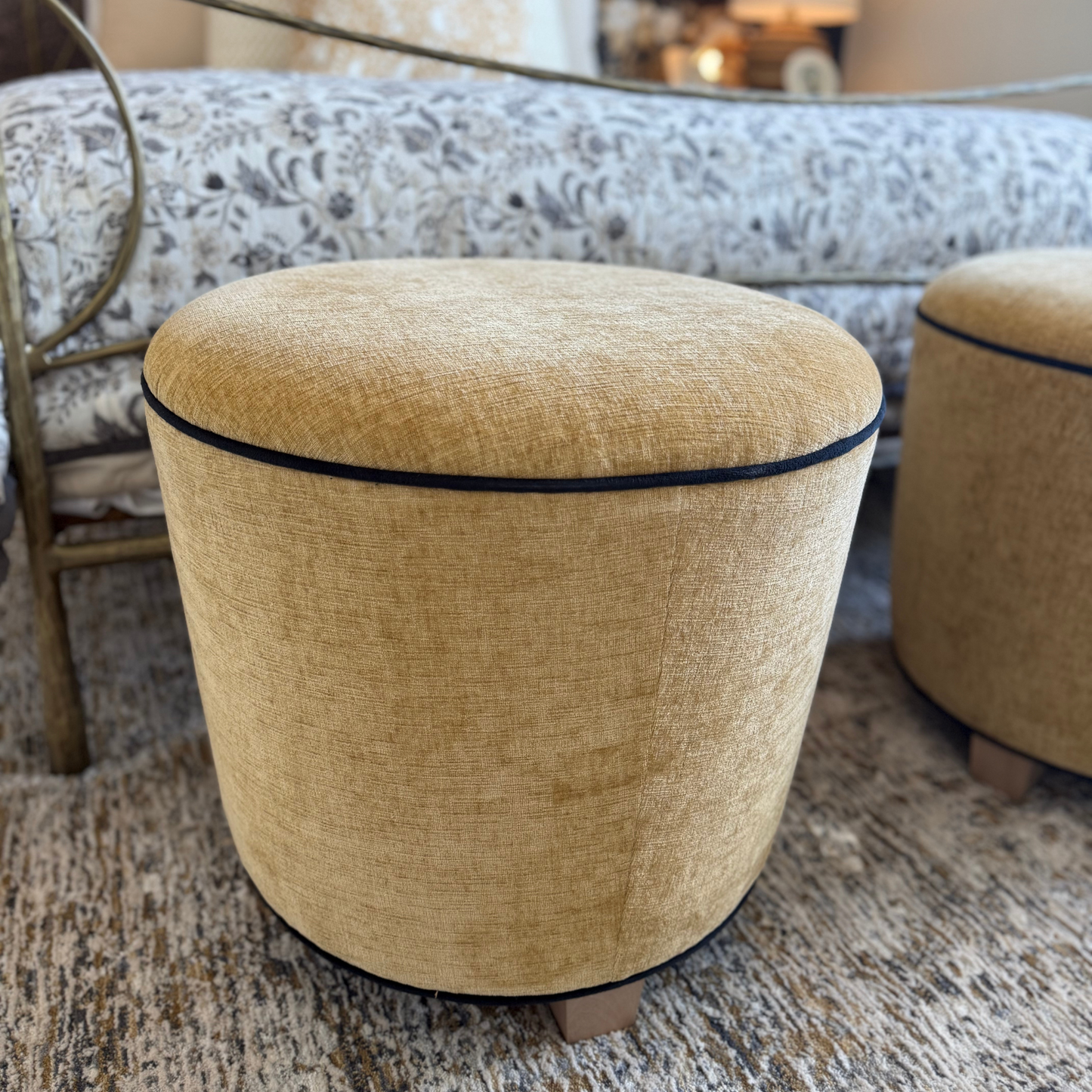 CUSTOM GOLD OTTOMAN
