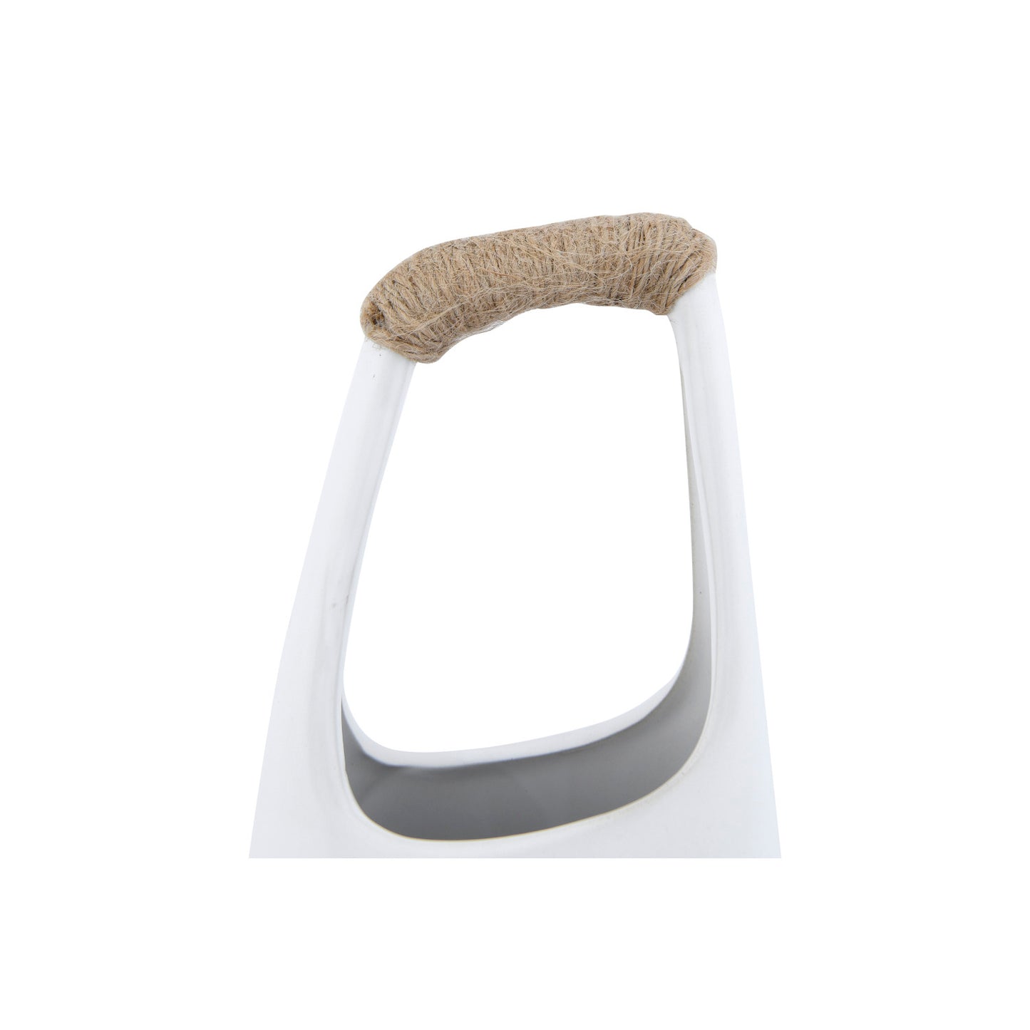 STONEWARE VASE WITH RATTAN HANDLE