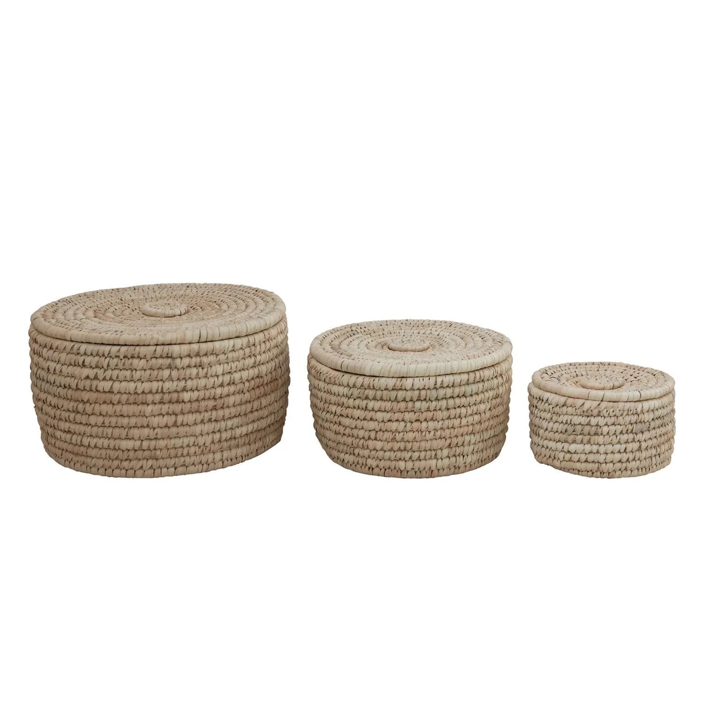 HAND-WOVEN BASKET WITH LID - M
