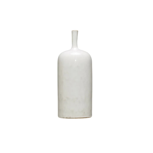 WHITE STONEWARE VASE - L