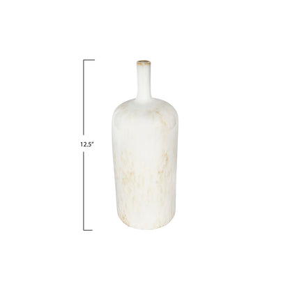 WHITE STONEWARE VASE - L