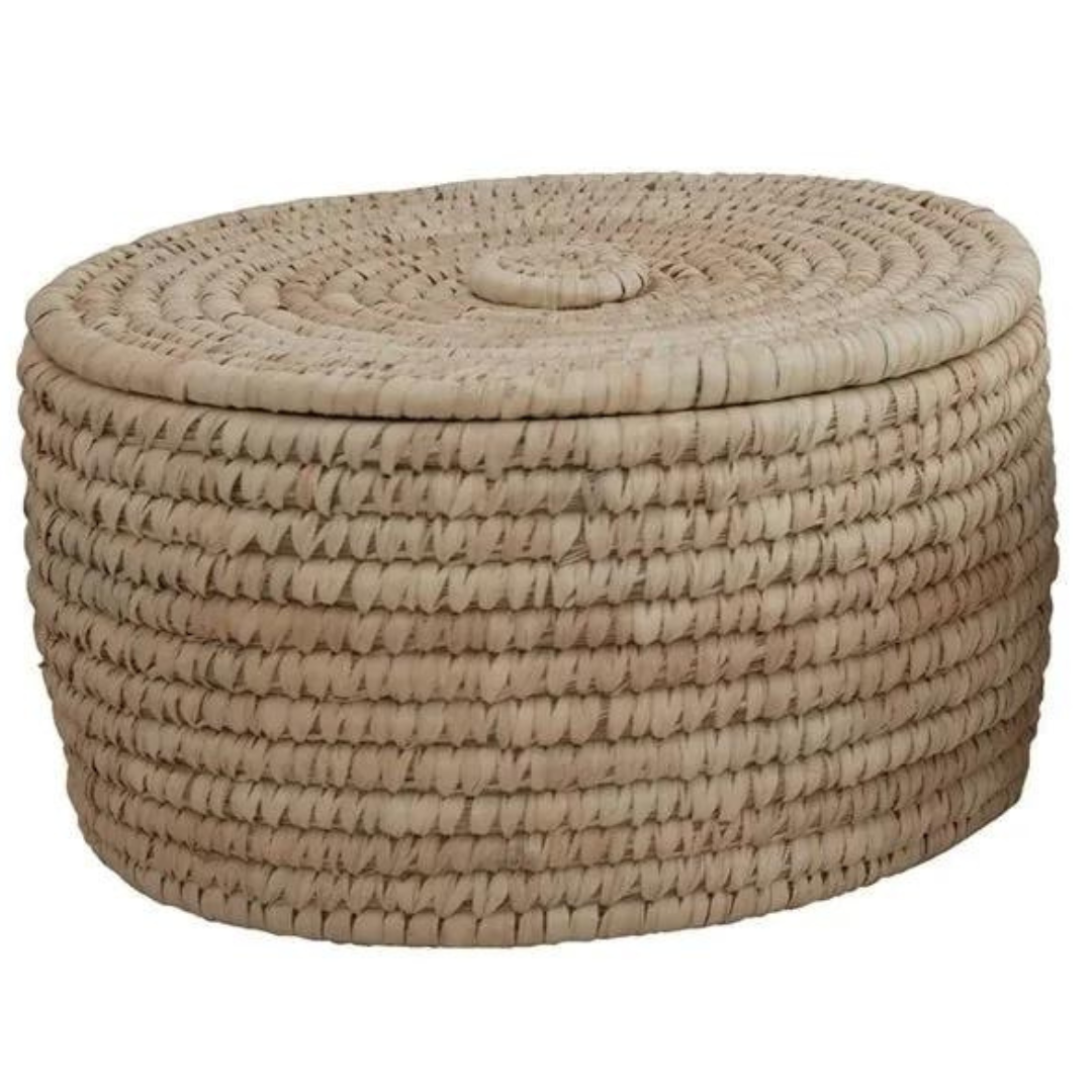 HAND-WOVEN BASKET WITH LID - L