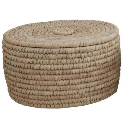 HAND-WOVEN BASKET WITH LID - L
