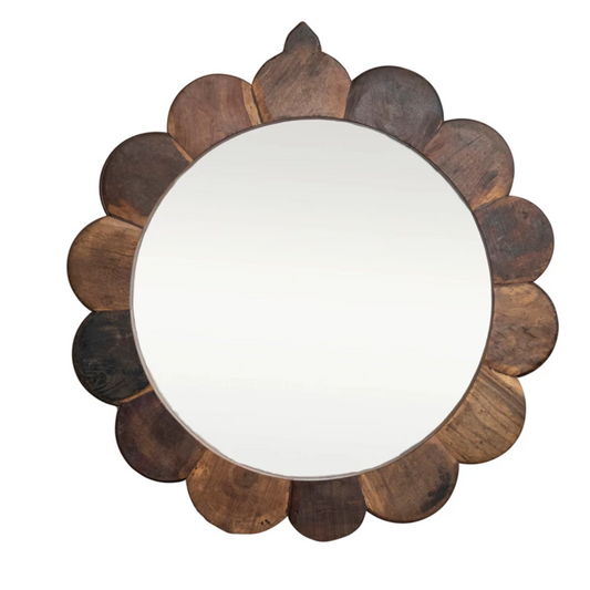 WOOD SCALLOP MIRROR